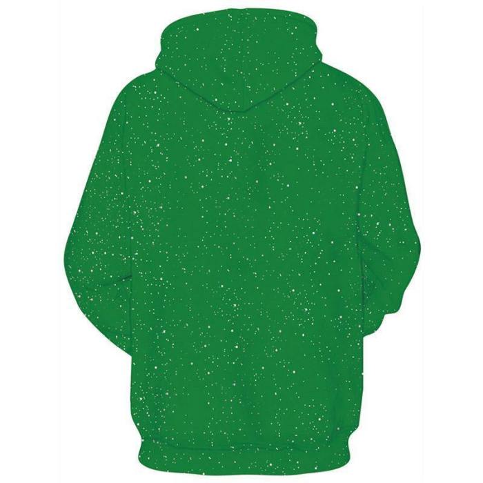 Mens Green Hoodies 3D Printed Christmas Chest Printing Hooded