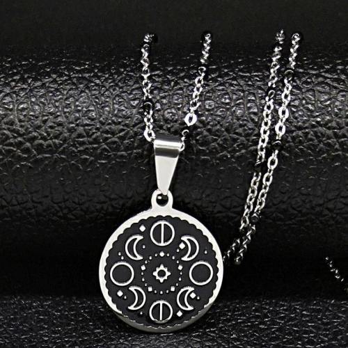 Moon Phase Stainless Steel Necklace