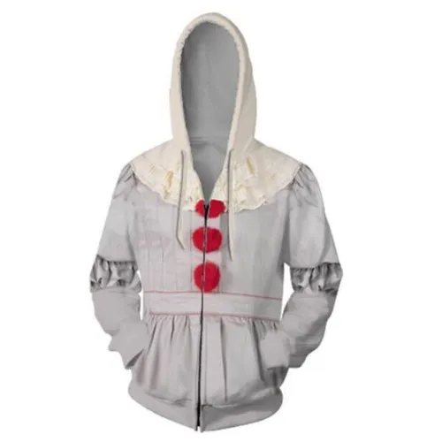 Unisex Pennywise Hoodies Stephen King'S It: Chapter Two Zip Up 3D Print Jacket Sweatshirt