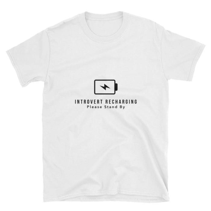  Introvert Recharging  Short-Sleeve Unisex T-Shirt (White)