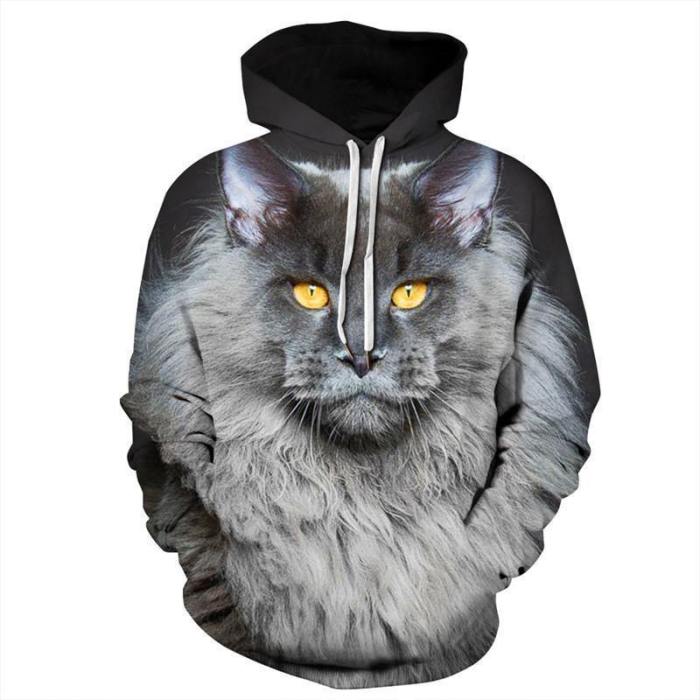 Lightning Cat Hoodie 3D Printed Pullover Sweatshirt