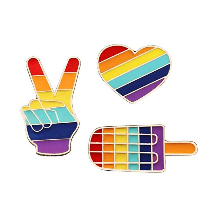 Rainbow Pride Enamel Brooch Pins Set