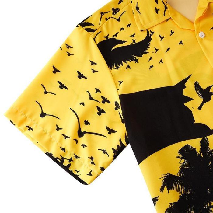 Men'S Hawaiian Shirts Crow Printing
