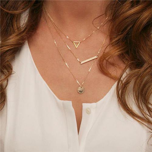 Bohemian Style Golden Shapes Necklace