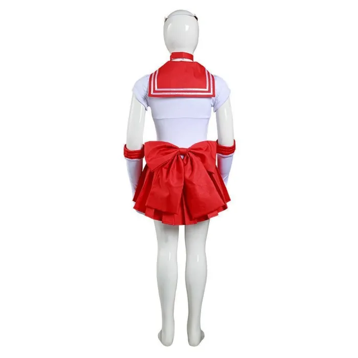 Anime Sailor Moon Hino Rei Kids Grils Dress Outfits Halloween Carnival Suit Cosplay Costume
