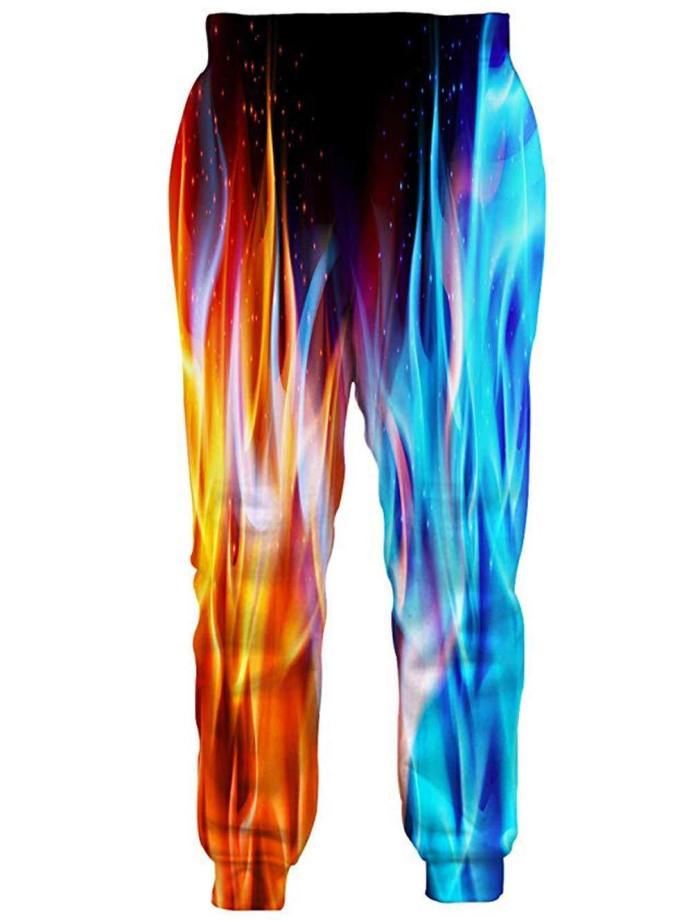 Mens Jogger Pants 3D Printing Ice & Fire Pattern Sweatpants