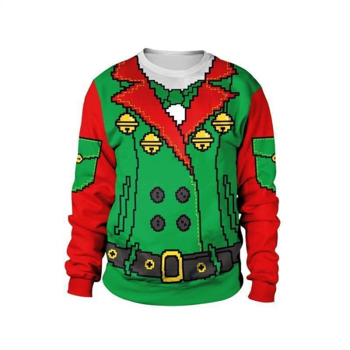 Womens Red Green Pullover Sweatshirt 3D Graphic  Merry Christmas Pattern
