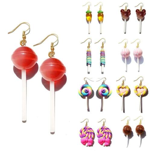 Whimsical Resin Lollipop Drop Earrings