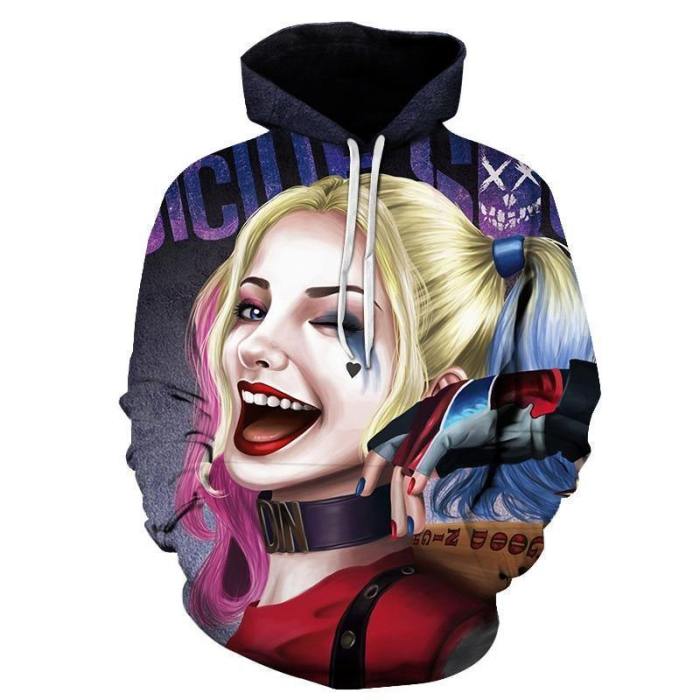 Suicide Squad Superhero Harley Quinn Sweatshirt Hoodie Hooded Coat