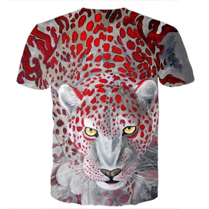 Brave Leopard In White Shirt