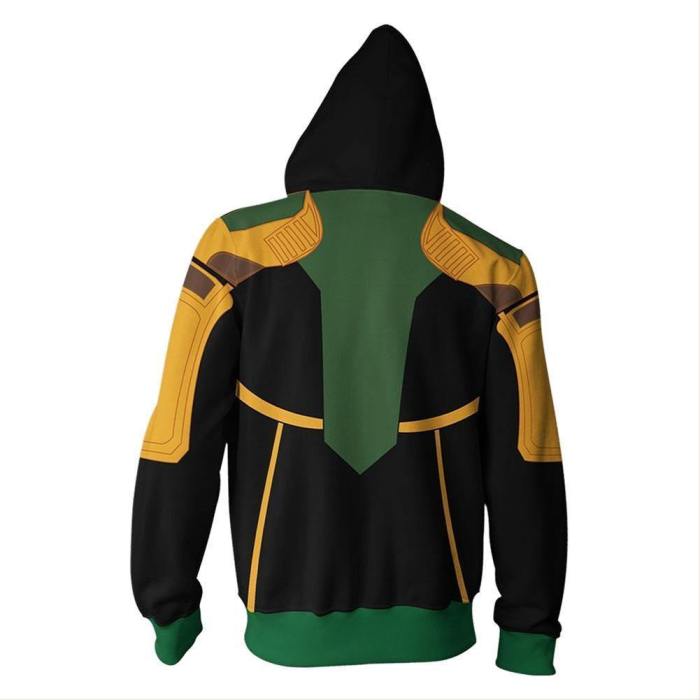 Unisex Loki Hoodies Avengers Endgame Zip Up 3D Print Jacket Sweatshirt