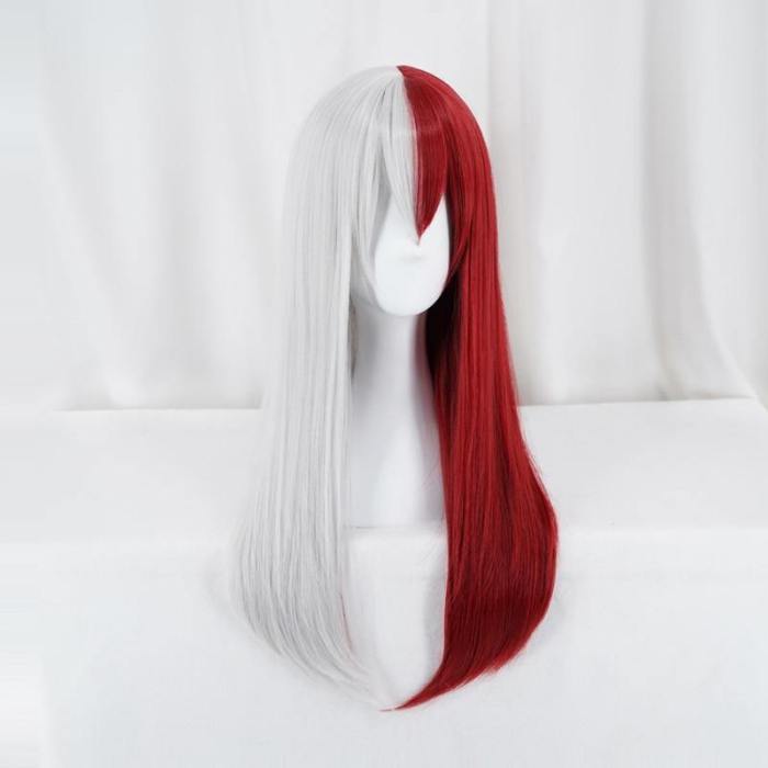 My Hero Academia Todoroki Shoto Women Long Wig Cosplay Costume Boku No Hero Academia Red And White Hair Halloween Party Wigs