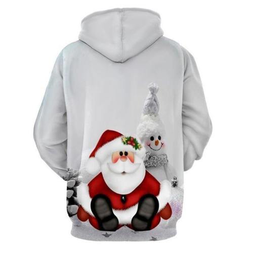 Santa Snowman Print Hoodie For Christmas