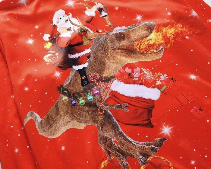 Dinosaur Print Hoodie Christmas Hoodie