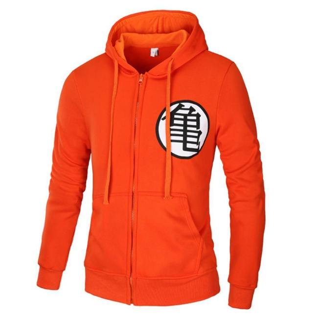 Unisex Dragon Ball Z Goku Kame Symbol Long Sleeves Hoodie Adult Zip Up Hoody