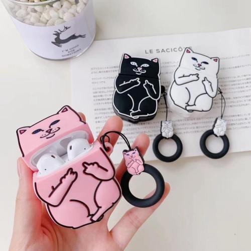 Funny Cat Apple Airpods Protective Case Cover With Matching Key Ring