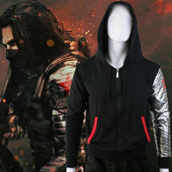 Captain America 3 Civil War Winter Soldier Bucky Cosplay Coat Sweatshirts Hoodies