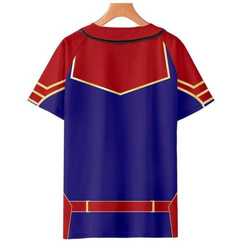 Captain Marvel T-Shirt - Carol Danvers Graphic Button Down T-Shirt