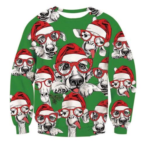 Mens Pullover Sweatshirt 3D Printing Christmas Dog Pattern