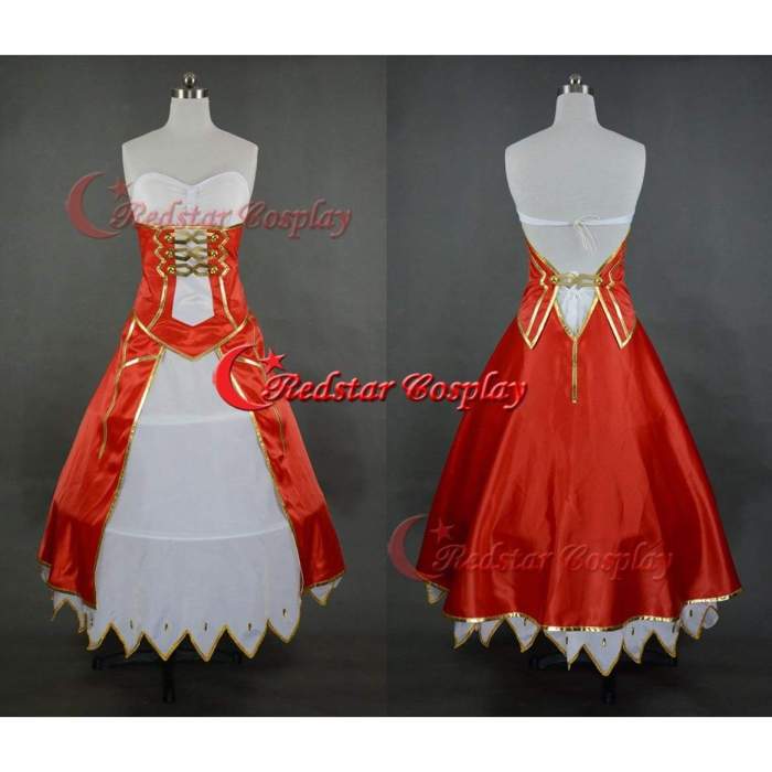 Fate /Stay Night Saber Nero Cosplay Costume Saber Lily Dress Custom In Sizes