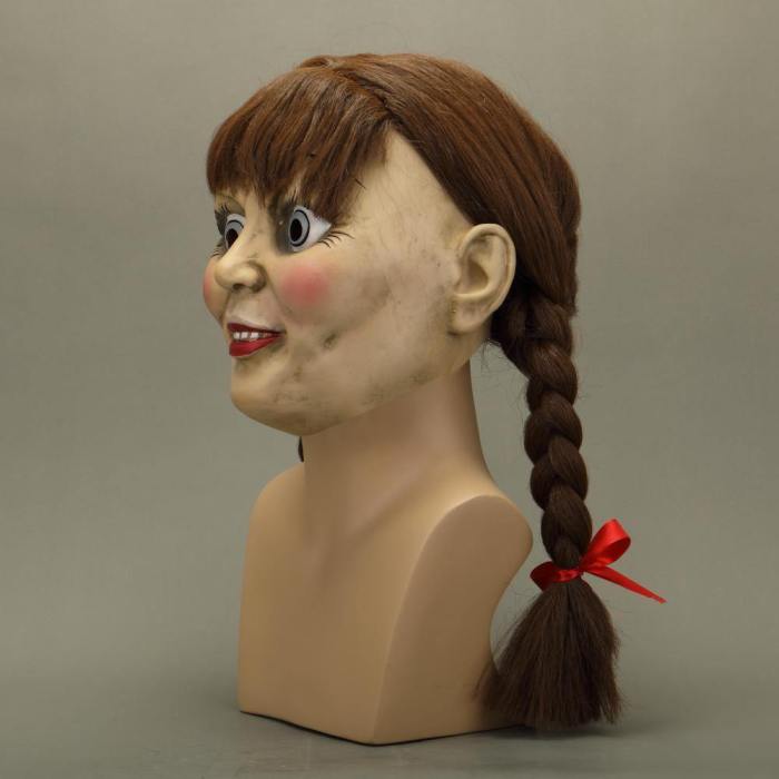 The Conjuring Annabelle Mask Latex Cosplay Halloween Scary Movie Adult Mask Props