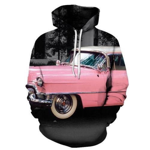 Baby Pink Vintage Car 3D - Sweatshirt, Hoodie, Pullover