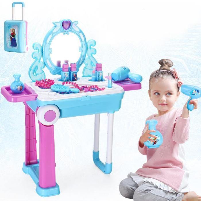  Frozen Child Girl Play House Dresser Dresser Beauty Toy Suitcase Set