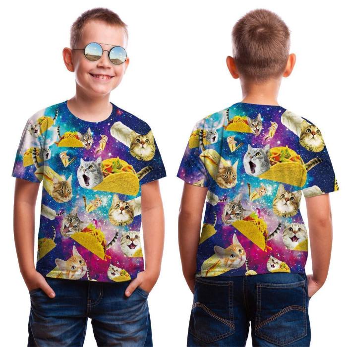 Unisex Kids T-Shirt Taco Cat Kitty Trendy Novelty 3D Graphic Printed Tee