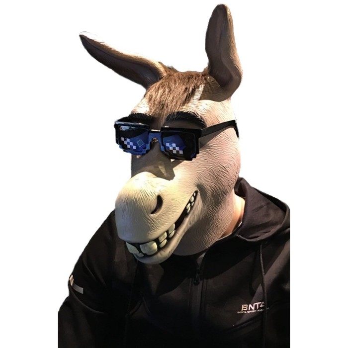 Halloween Animal Masks Grin Donkey Full Face Latex Mask