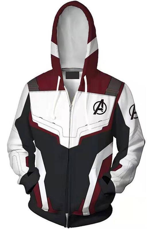 Teen Hoodie Avengers 4 Captain America Suit 3D Zip Up Sweatshirt Unisex