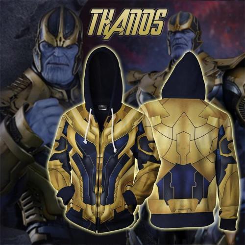 Avengers Movie Thanos Gold Cosplay Unisex 3D Printed Hoodie Sweatshirt Jacket With Zipper