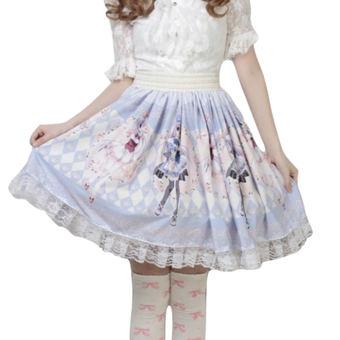 Milky Anime Print Skirt