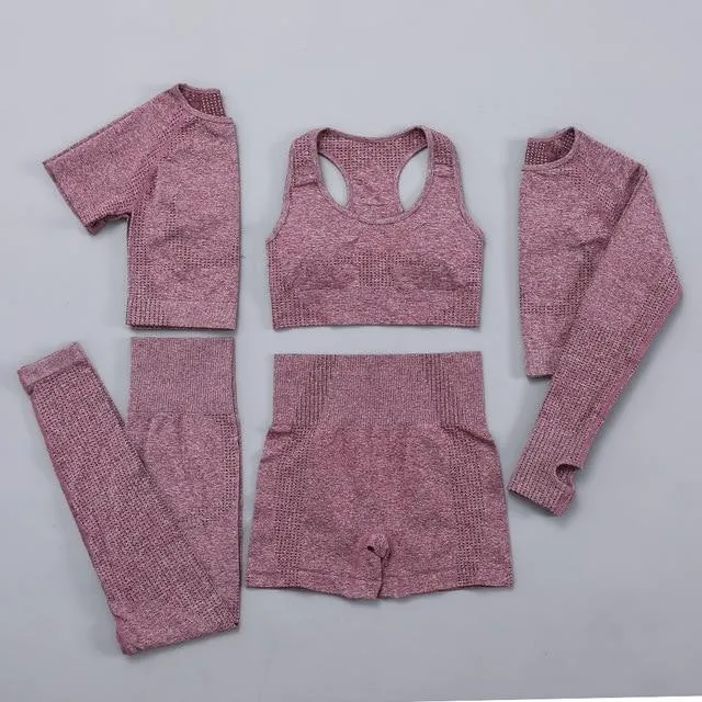 Long Sleeve Fitness Crop Top High Waist Leggings Sport Clothing Suits