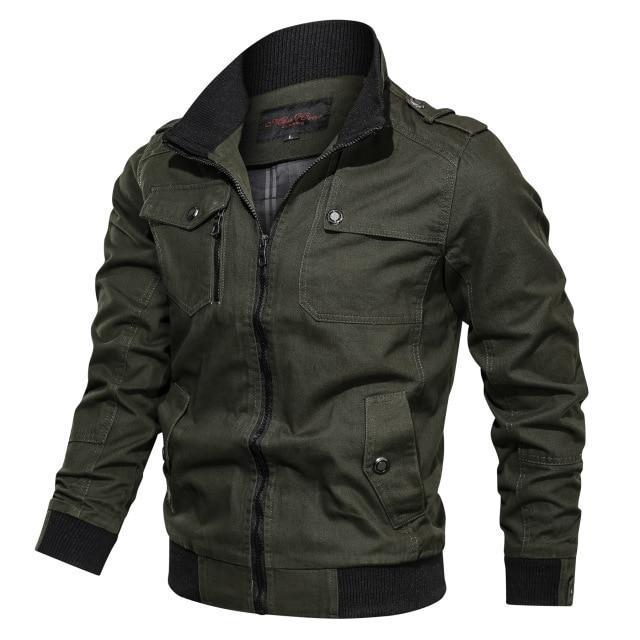 Mens Military Bomber Jacket Stand Collar Army Coat