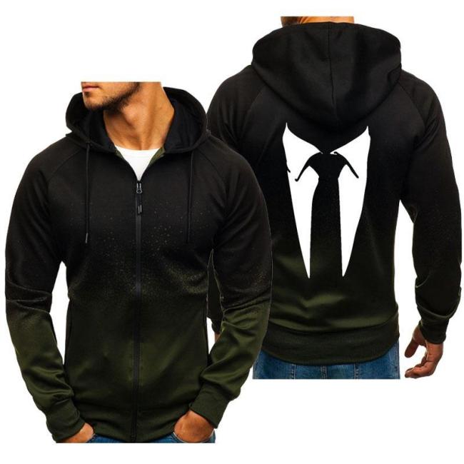 Men'S Gradient Color Zipper Casual Sportswear Hoodies