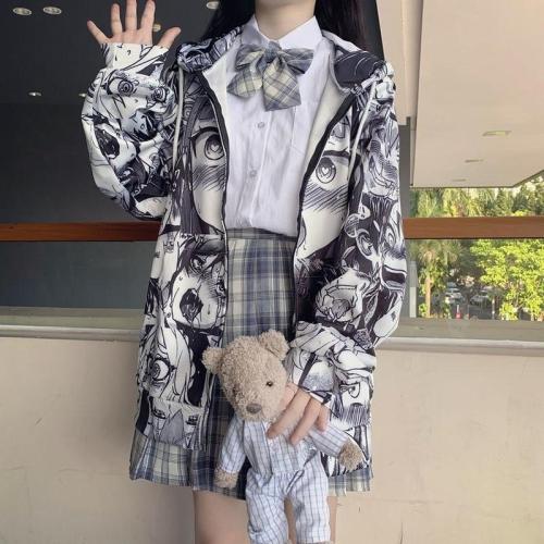 Autumn Thin Cute Kpop Sweatshirt Japanese Hip Hop Hoodie Pocket Casual Coat