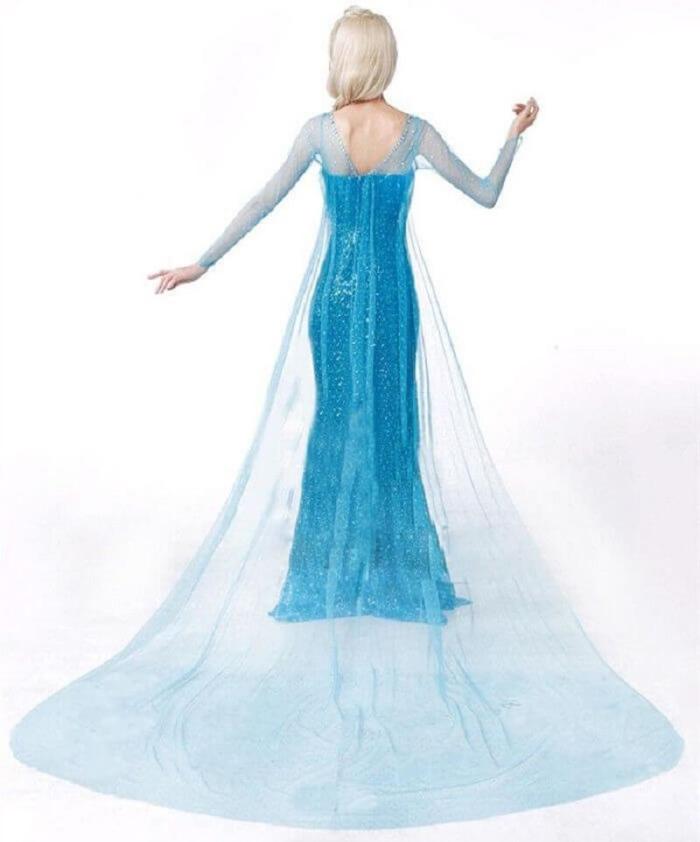 Frozen 2 Snow Queen Princess Elsa Blue Dress Cosplay Costume For Women