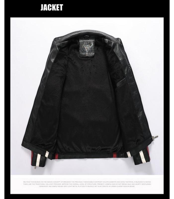 Men'S Motorcycle Jacket Bomber Leather Jacket
