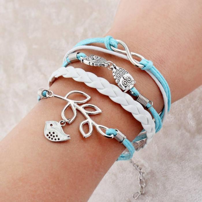 Owls Anchor Charm Bracelet