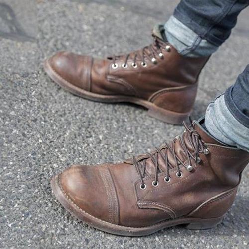 Manswears Vintage British Style Lace-Up Ankle Boots