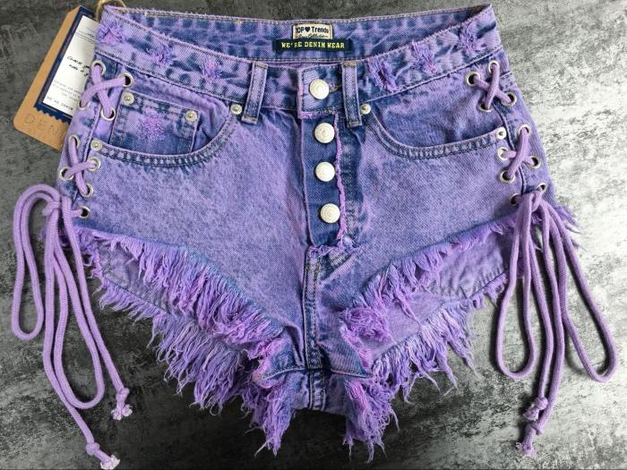 Purple Corset Jean Shorts