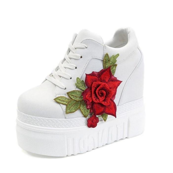 Red Rose Wedge Sneakers