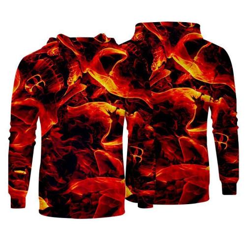 Men'S 3D Print Hoodies Skull Fashion Casual Streetwear