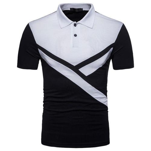 Men'S Splice Polo Fashion Irregular Collar Sports Polo Shirt