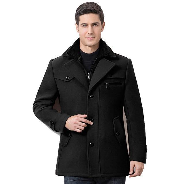Men'S Business Casual Wool Trench Coat