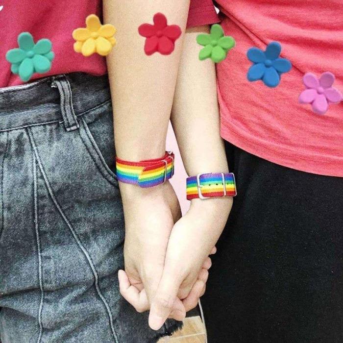 Daisy And Rainbow Strap Couples Bracelets