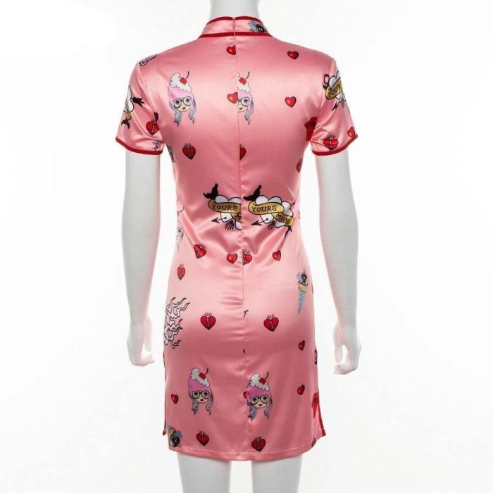Pink Cheongsam Dress