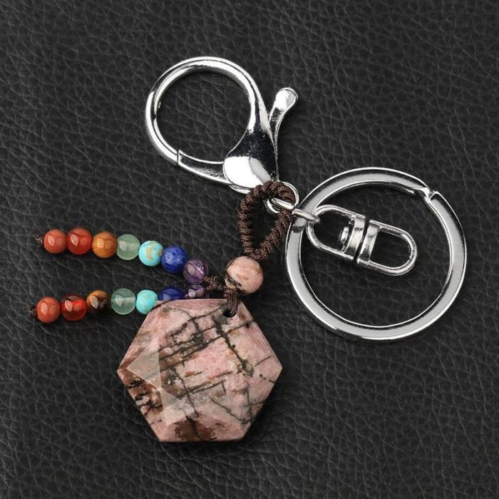 Colorful Beaded Hexagram Keychains