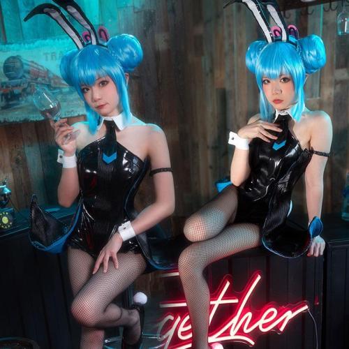 Vocaloid Hatsune Miku Black Bunny Girl Black Rabbit Halloween Cosplay Costume