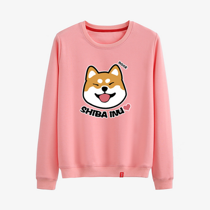 Shiba Inu Cotton Sweatshirt - Cartoon Dog Print Sweatshirt Pullover